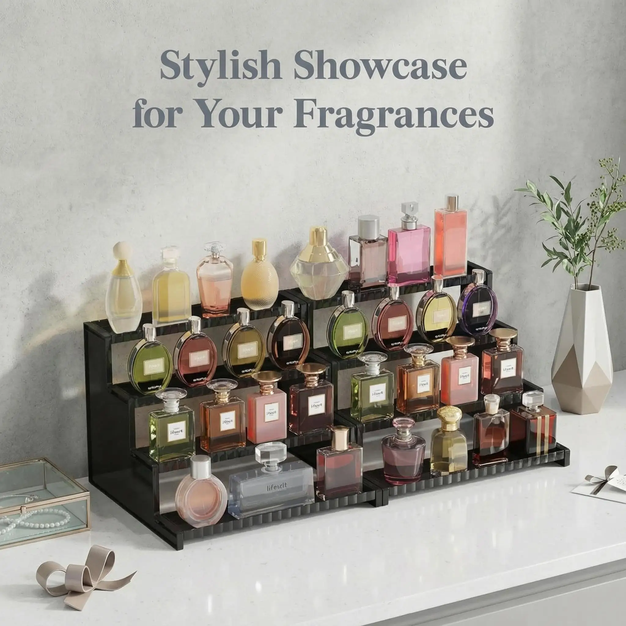 Perfume Fragrance Holder - Espositore Nero a 4 Livelli da